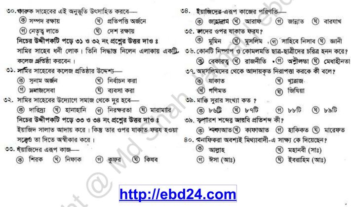 Islam and moral education Suggestion and Question Patterns of JSC Examination 2013