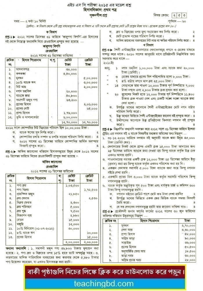 Accounting Suggestion and Question Patterns of HSC Examination 2015-5
