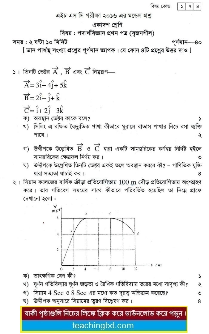Physics Suggestion and Question Patterns of HSC Examination 2016-1